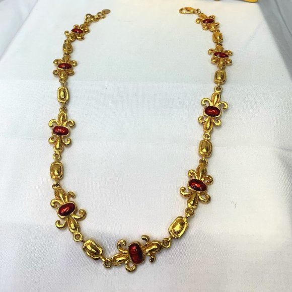 Ines de la Fressange - Necklace with red cabochons✨ - Picture 1 of 7